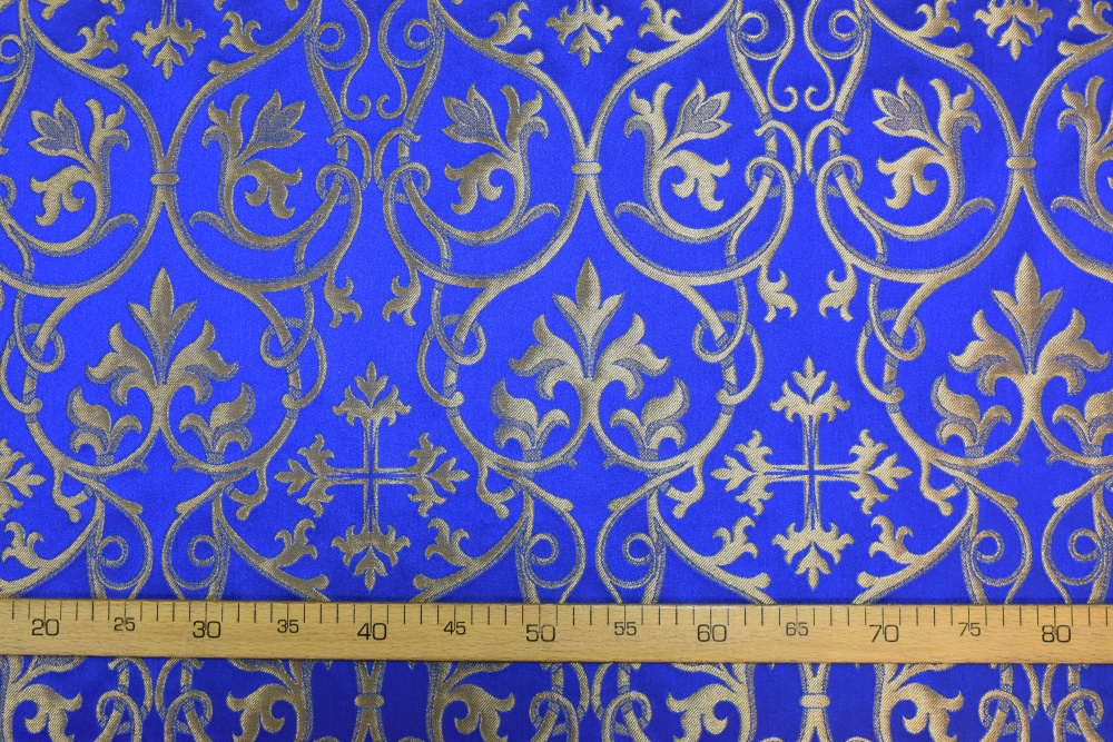 Парча СВЯТОГОРСКАЯ, синяя с золотом, шир. 165 см