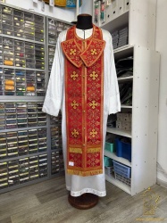 Епитрахиль + поручи, красный с золотом, парча