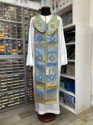 Епитрахиль + поручи, голубой с золотом, шелк Епитрахиль + поручи, голубой с золотом, шелк