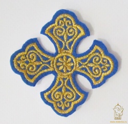 Крест 4 УЗОРНЫЙ синий золото,6-7 см