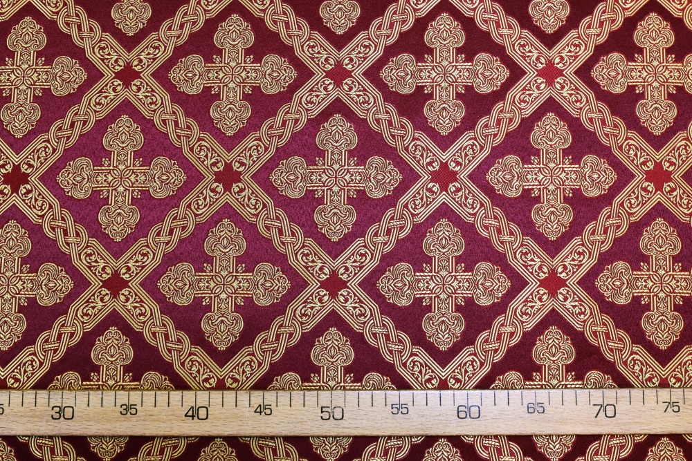 Шелк ПРЕОБРАЖЕНИЕ, бордо с золотом, шир. 150 см
