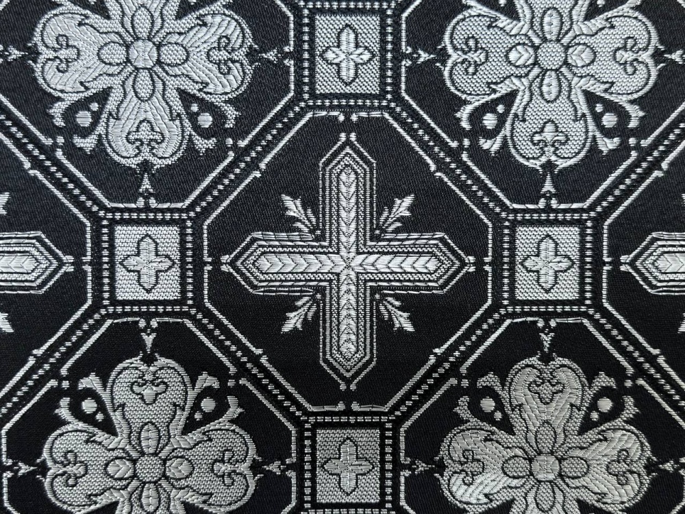 Шелк СВЕТЛАНА, черный с серебром, шир. 150 см, Рахманово