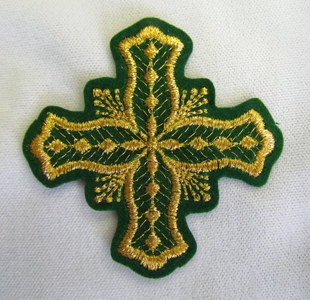 Крест 4 БОЧКА, зеленый с золотом,6-7 см