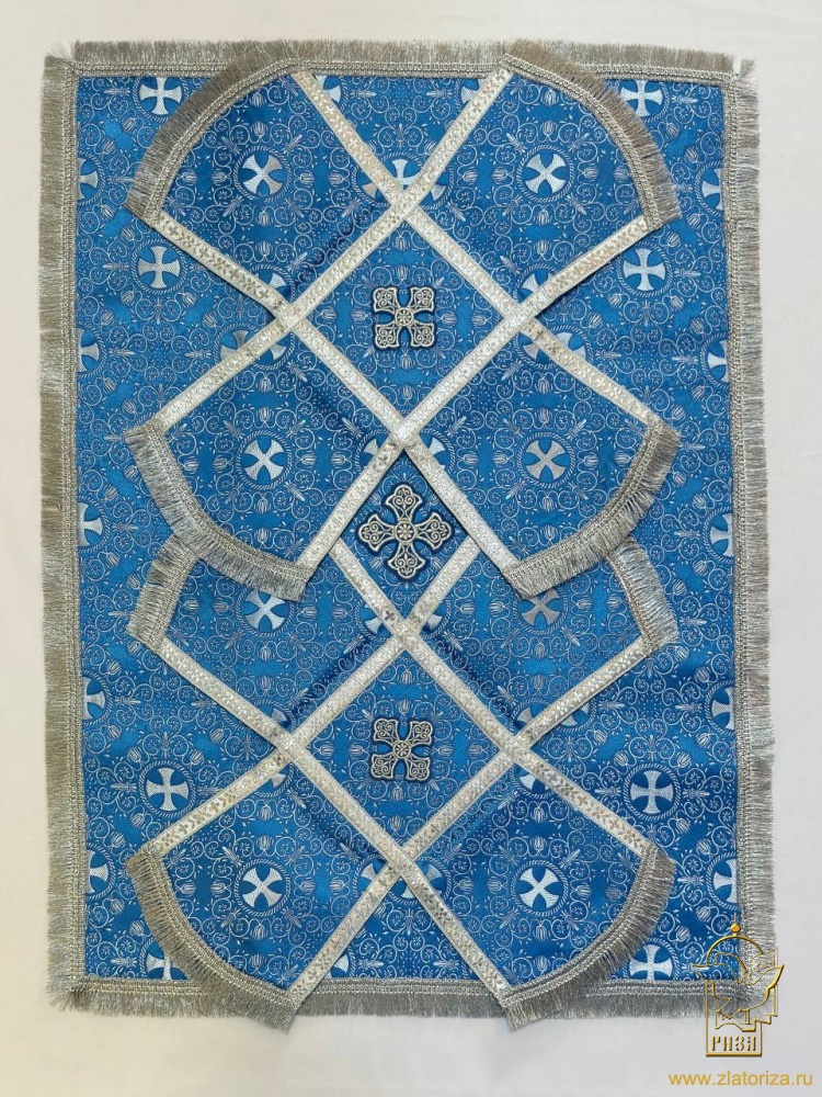 Покровцы шелк, голубые с серебром