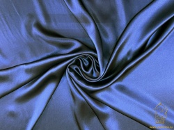 Шелк атлас натуральный, синий, шир. 110 см