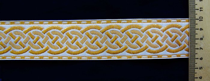 Галун ПЛЕТЕНКА, белый с золотом, шир. 4 см, ФР