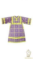 Стихарь алтарный, длиной от 120 до 129 см, шелк, фиолетовый с золотом или серебром.