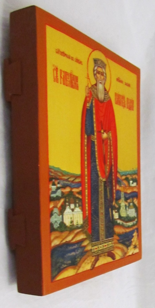 Икона Владимир святой благоверный равноапостольный князь, письмо Палех 22х18 см на новой доске