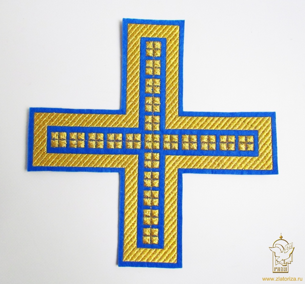 Крест П/Ж ПРЯМОЙ с кубиками, синий с золотом