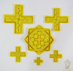Набор крестов, иерейский, НОВГОРОДСКИЙ ЛИСТ, желтый с золотом, 14 шт Набор крестов, иерейский, НОВГОРОДСКИЙ ЛИСТ, желтый с золотом, 14 шт