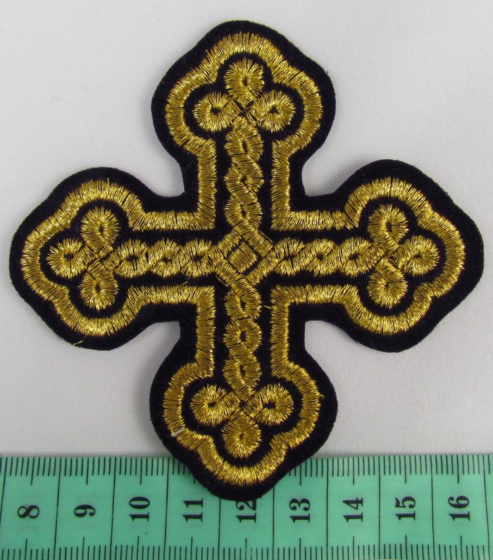 Крест 3 ОКРУГЛАЯ ПЛЕТЕНКА, фиолетовый с золотом, 8-9 см