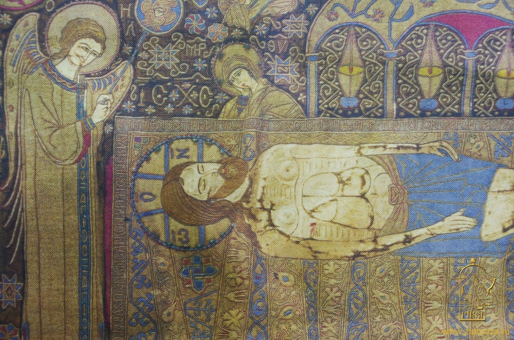 Плащаница Спаситель, напрестольная, шелкография, средник 88х55 см, общий 105х73