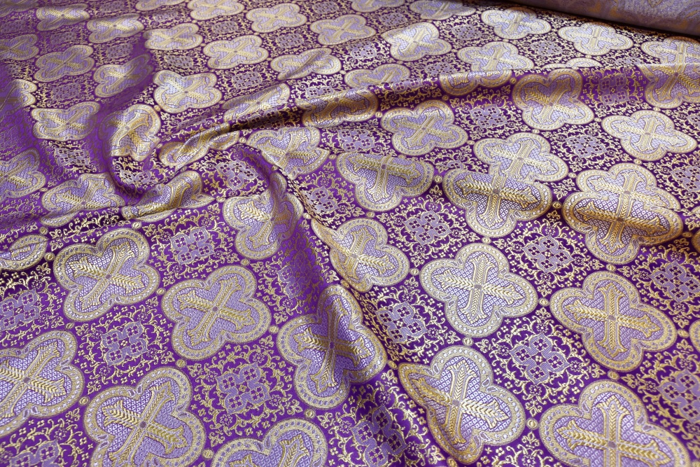 Шелк ПП ВАЛААМ, фиолетовый с золотом и серебром, шир. 150 см