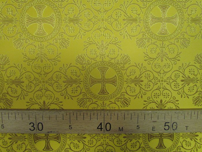 Шелк АЛАНЬЯ малая, желтая с золотом, шир. 160 см