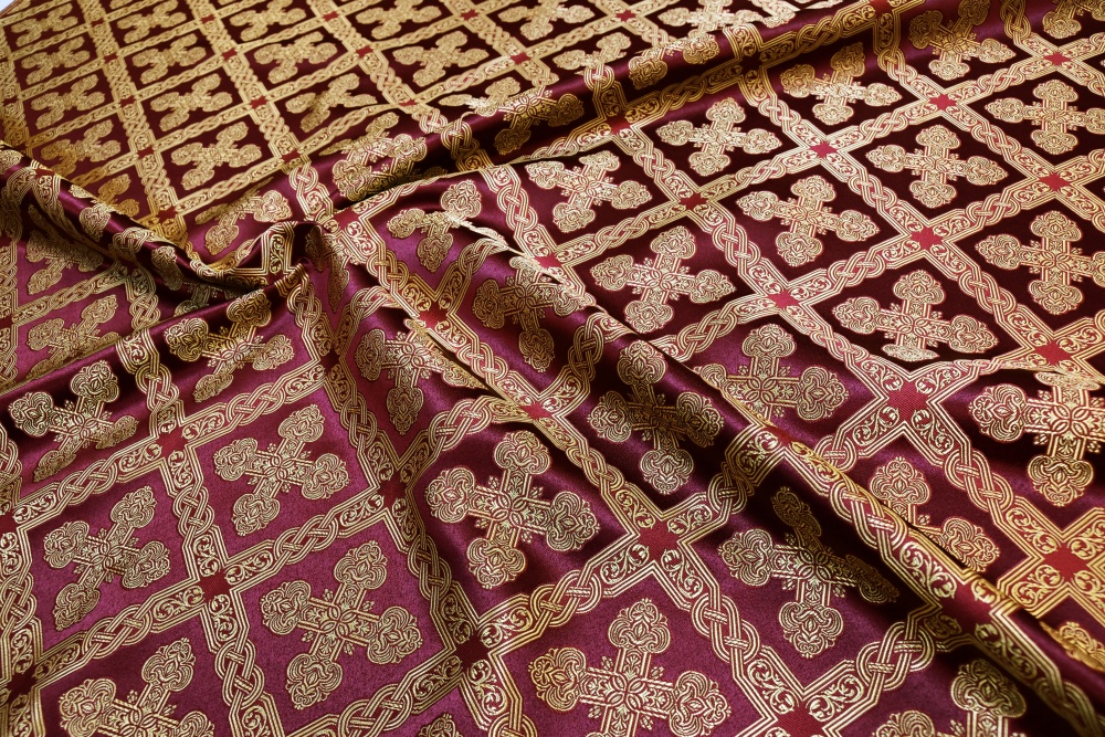 Шелк ПРЕОБРАЖЕНИЕ, бордо с золотом, шир. 150 см