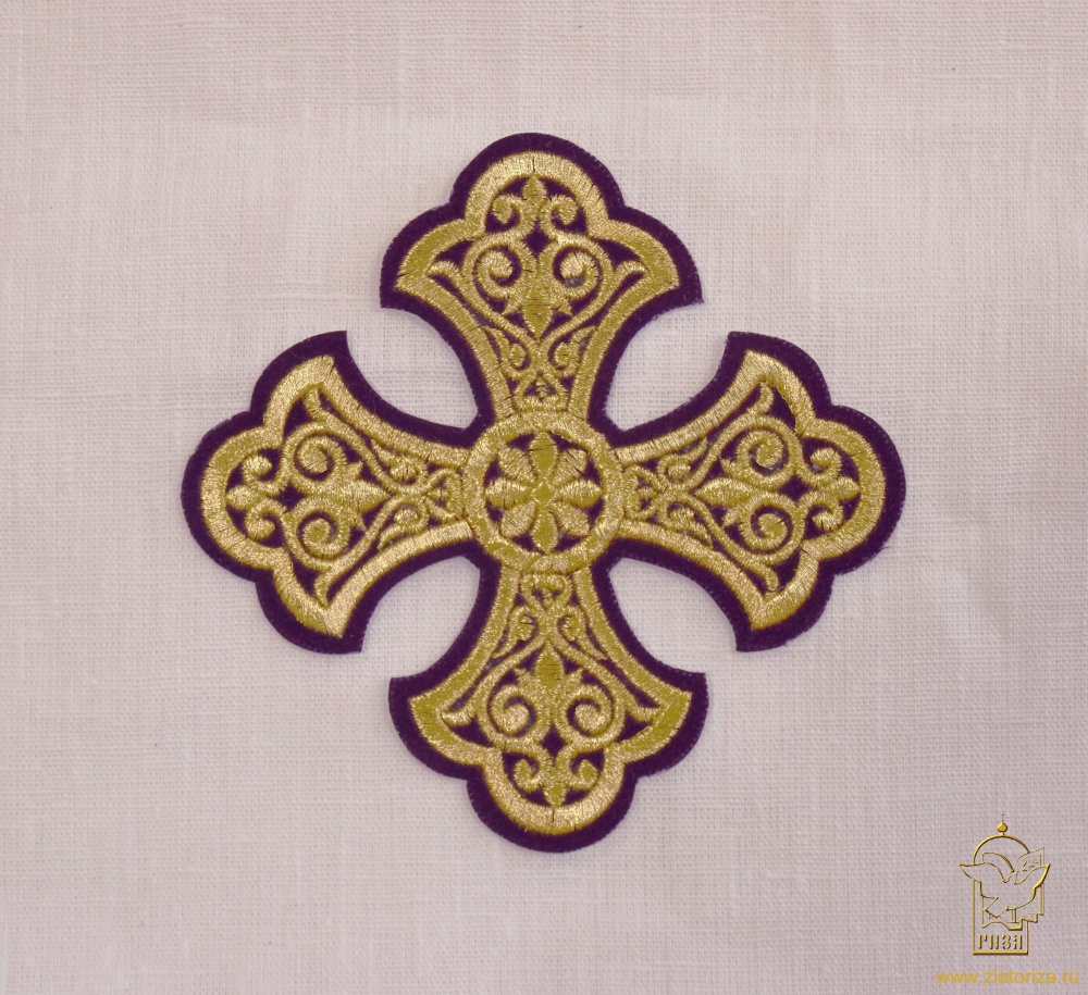 Крест 2 УЗОРНЫЙ фиолетовый с золотом,10-12 см