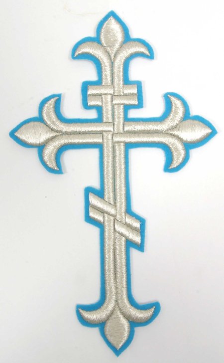 Крест Аналойный восьмиконечный, голубой с серебром, высота 25 см