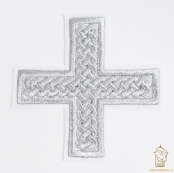 Крест 2 ПРЯМАЯ ПЛЕТЕНКА, белый с серебром,10-12 см