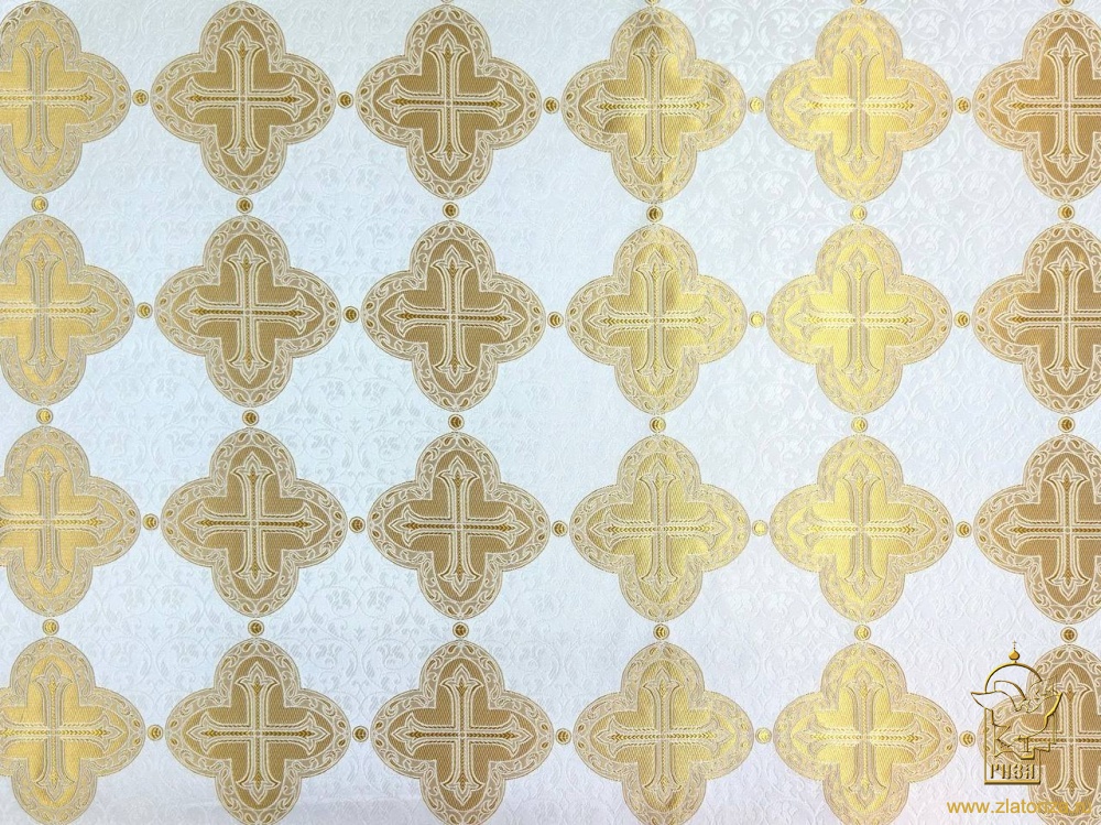 Шелк НИКЕЯ, белая с золотом, шир. 165 см