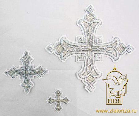 Набор крестов, иерейский, ЯРОСЛАВСКИЙ, белый с серебром, 14 шт, арт. 22525