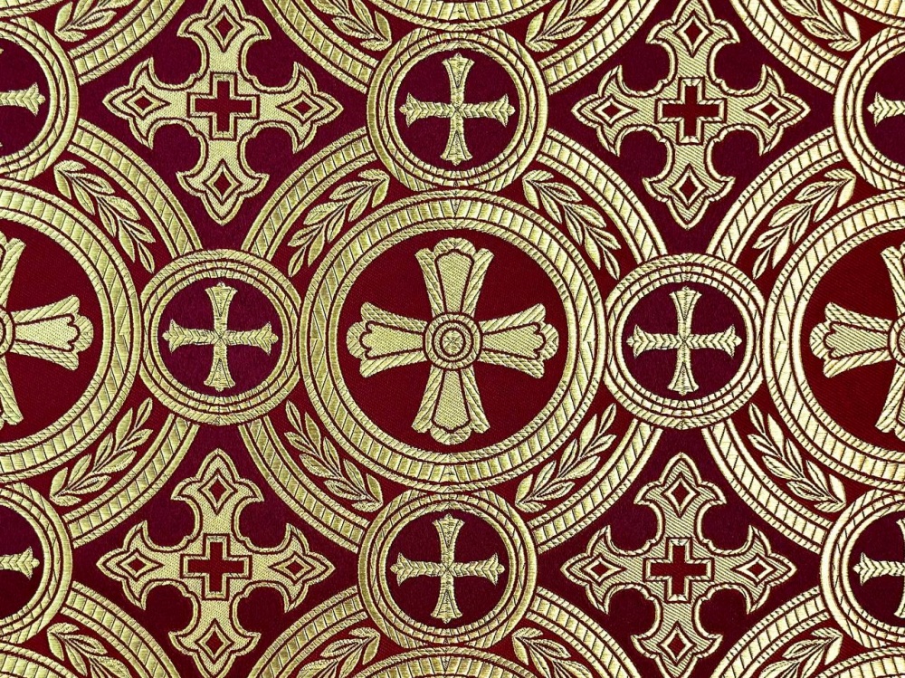 Шелк САМСОН, бордо с золотом, шир. 150 см, Рахманово