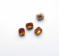 Стразы пришивные Квадрат, 1,2 х 1,2 см, в цапах, стекло, толстые, Сваровски, цвет - микс