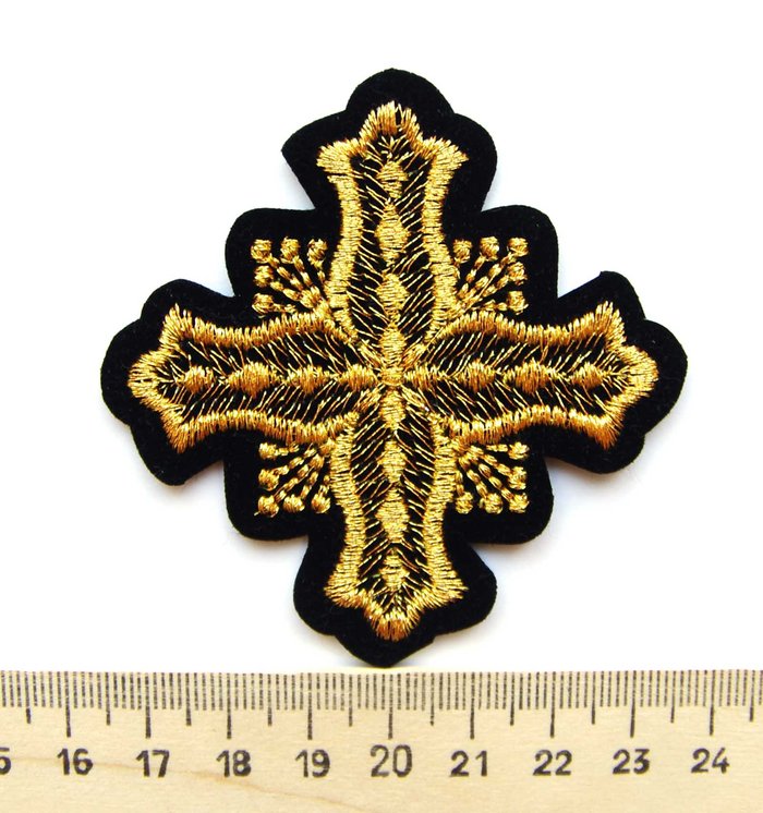 Крест 4 БОЧКА, черный с золотом,6-7 см