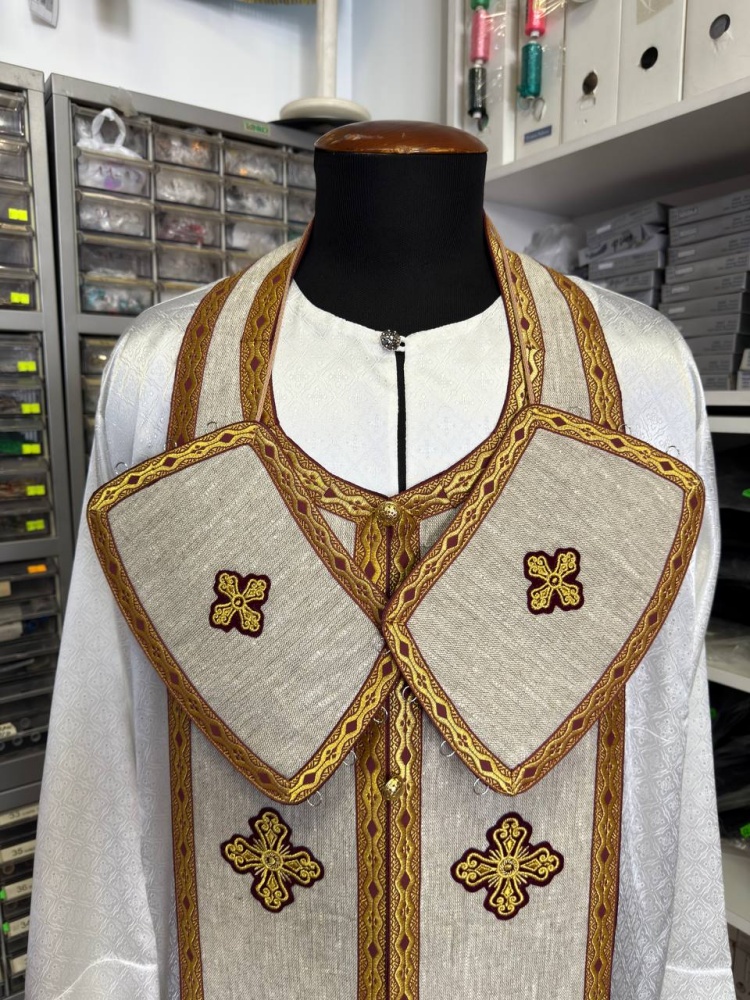 Епитрахиль + поручи, бордо, лен