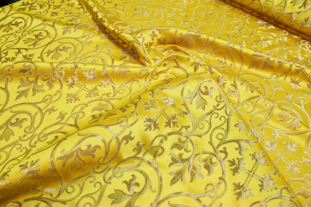 Парча СВЯТОГОРСКАЯ, желтая с золотом, шир. 165 см