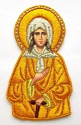Икона св. блаженная а Ксения Петербургская,, высота. 16-17 см, вышитая