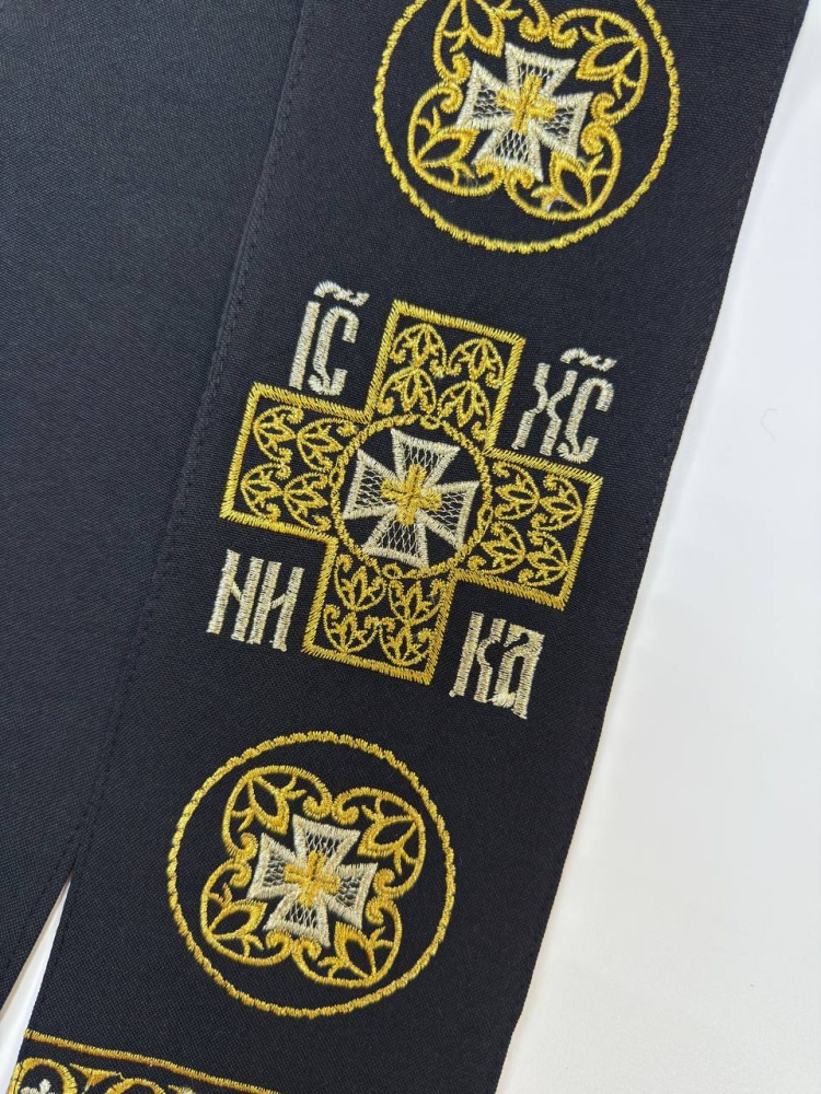 Закладка вышитая, черная с золотом, шир. 10 см