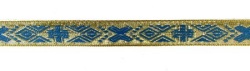 Галун РОМБ, голубой с золотом, шир. 1,5 см, ИНДИЯ