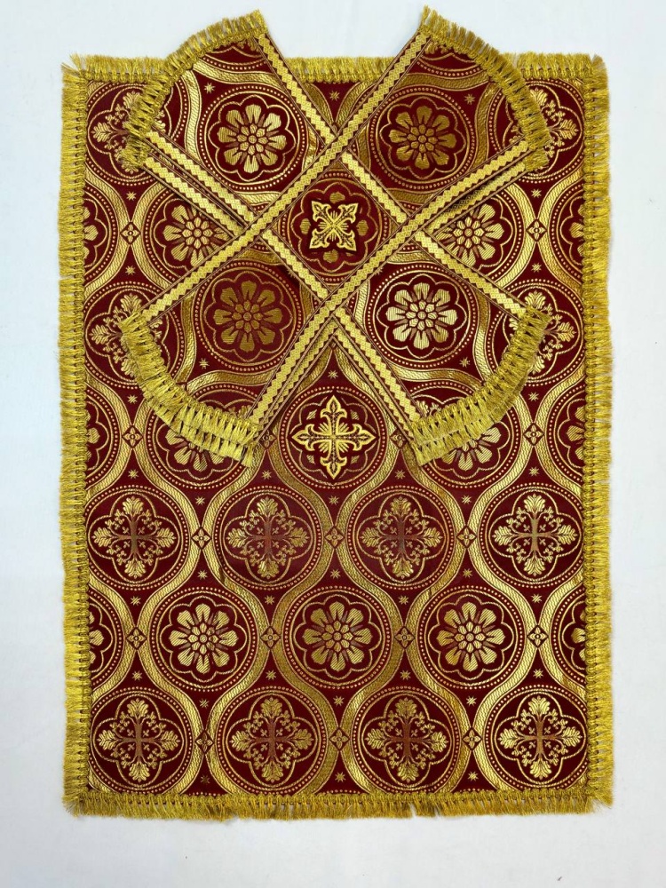 Покровцы шелк, бордовые золото