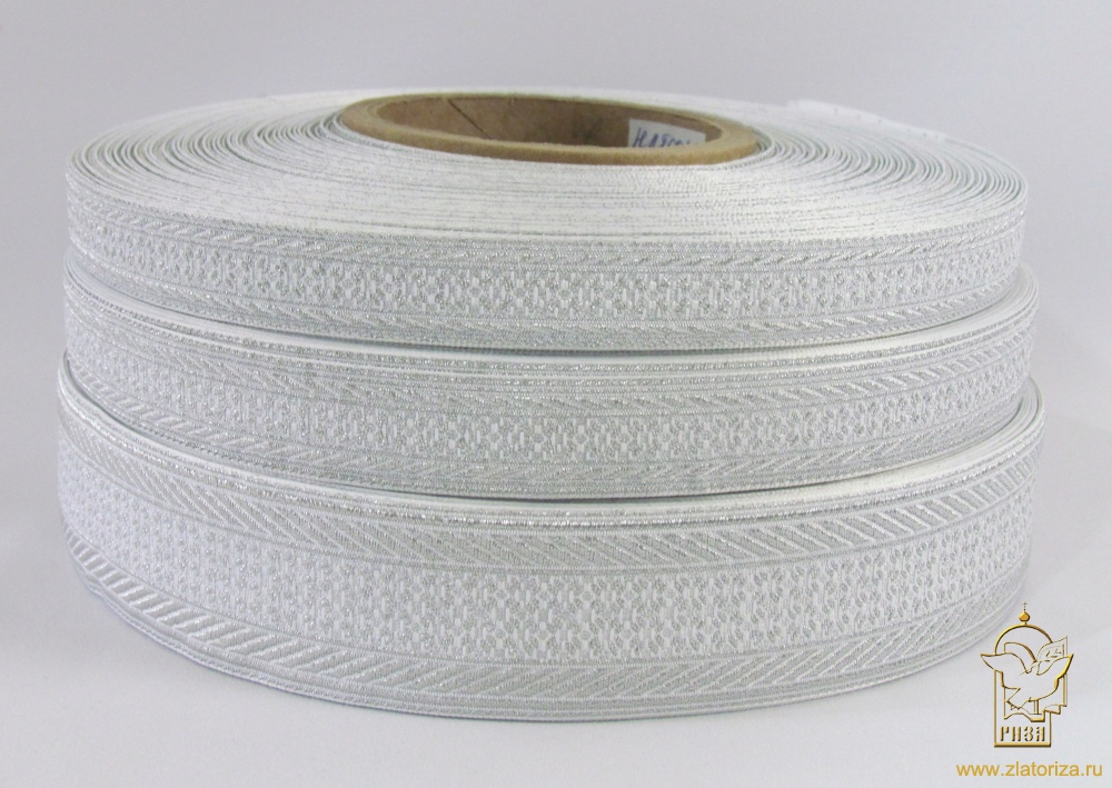 Галун РОМАШКА, белый с темным серебром, шир. 1,8 см, РА