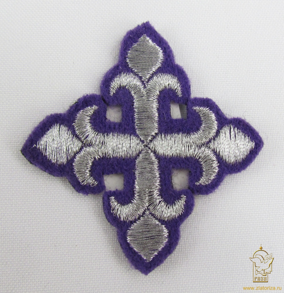 Крест 4 КАПЛЕВИДНЫЙ, фиолетовый с серебром,6-7 см
