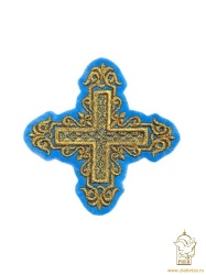 Крест 3 УЗОР голубой с золотом,8-9 см