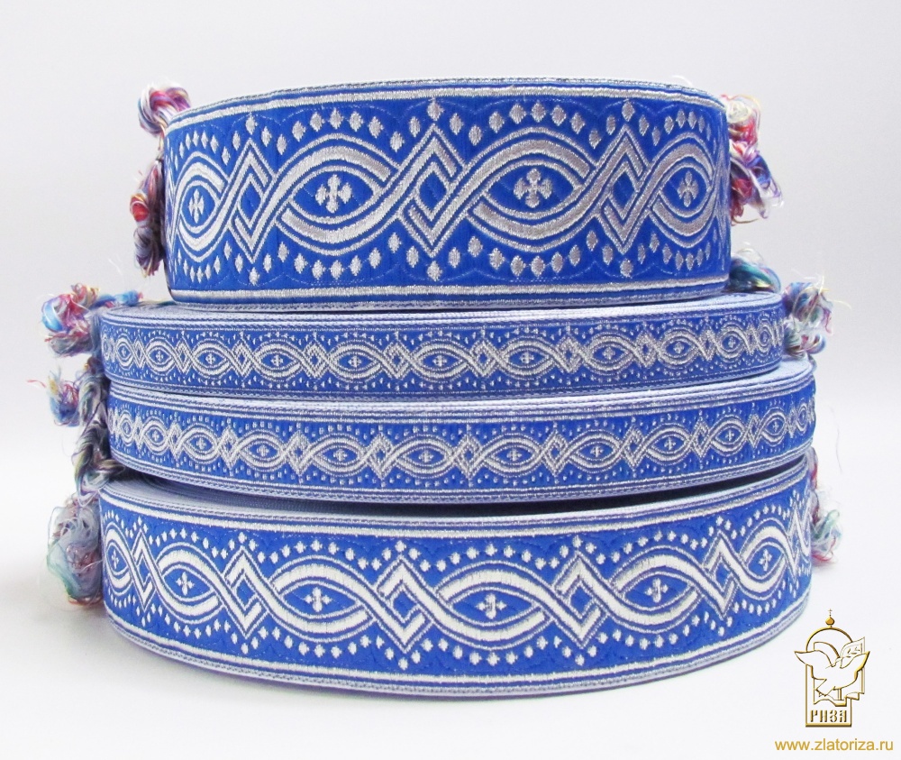 Галун КОСТРОМА, синий с серебром, шир. 5 см, РА