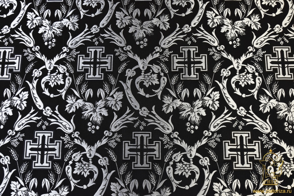 Шелк КАНА, черный с серебром, шир. 165 см