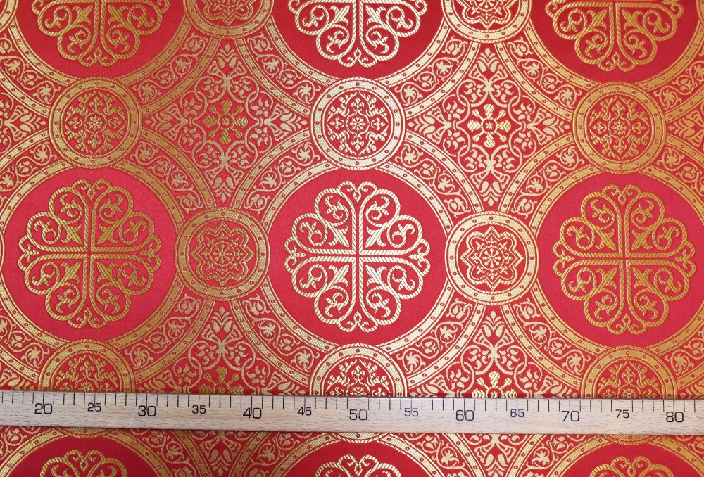 Шелк ВИФСАИДА красный с золотом, шир. 165 см