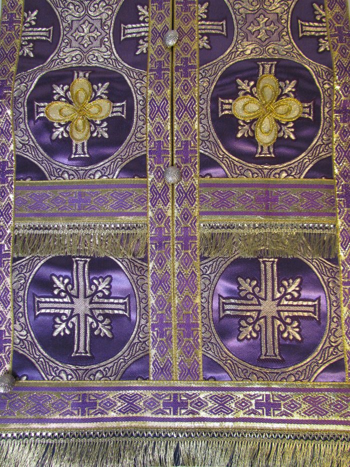 Епитрахиль + поручи, фиолетовый с золотом, парча
