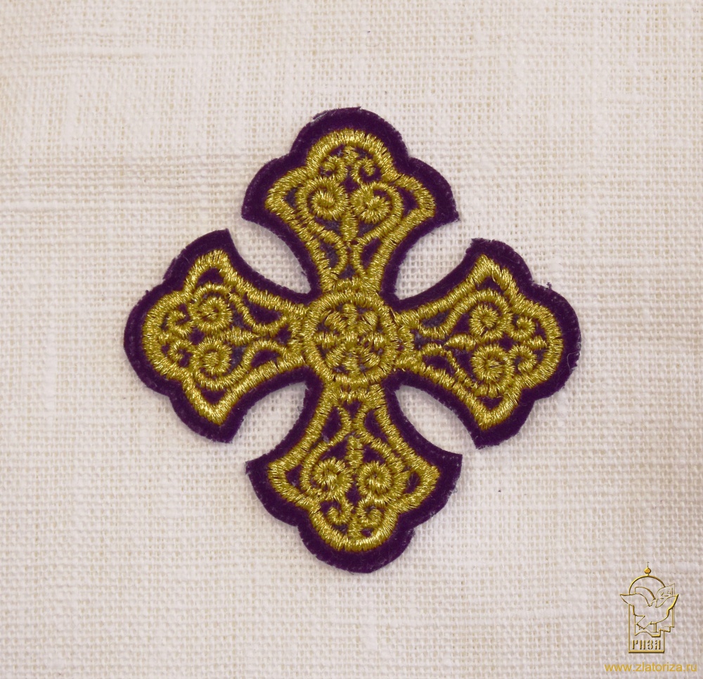 Крест 4 УЗОРНЫЙ фиолетовый с золотом,6-7 см