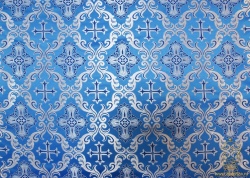 Шелк НИКОЛАЕВСКИЙ, голубой с серебром, шир. 300 см, Павловский Посад