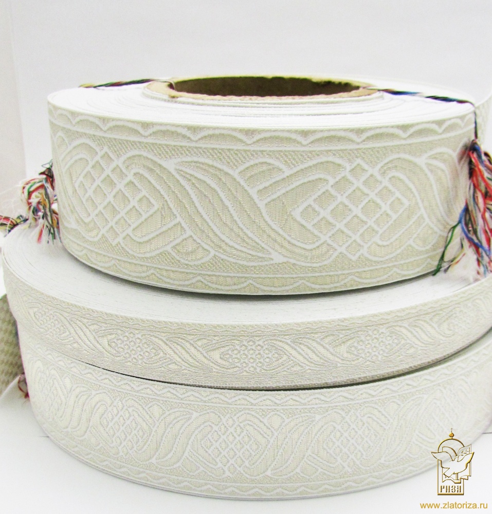 Галун КОСИЧКА, белый с серебром, шир. 1,8 см, РА