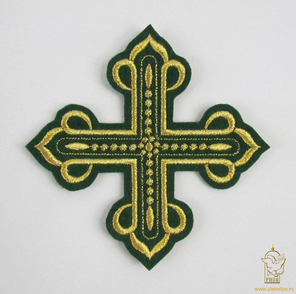 Крест 2 КАНОН, зеленый с золотом, 11-12 см