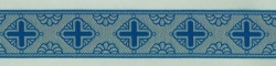 Галун Ногинск КРЕСТ В РАКУШКЕ голубой с серебром, шир. 5 см