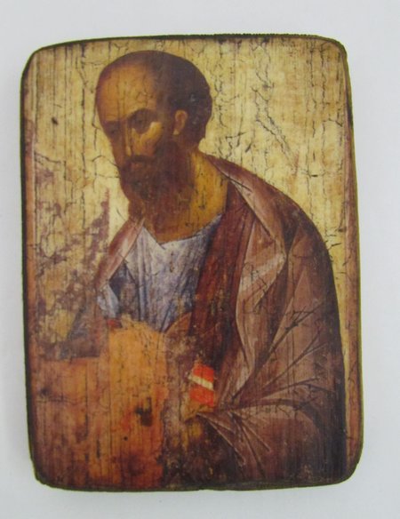Икона Павел святой апостол - полиграфия на состаренном дереве