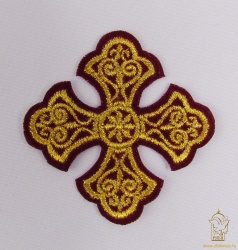 Крест 4 УЗОРНЫЙ бордо с золотом, 6-7 см Крест 4 УЗОРНЫЙ бордо с золотом, 6-7 см