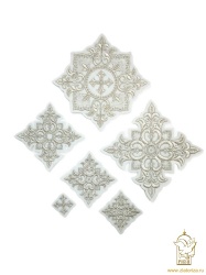 Набор крестов, иерейский, ПОЧАЕВ, белый с серебром, 14 шт