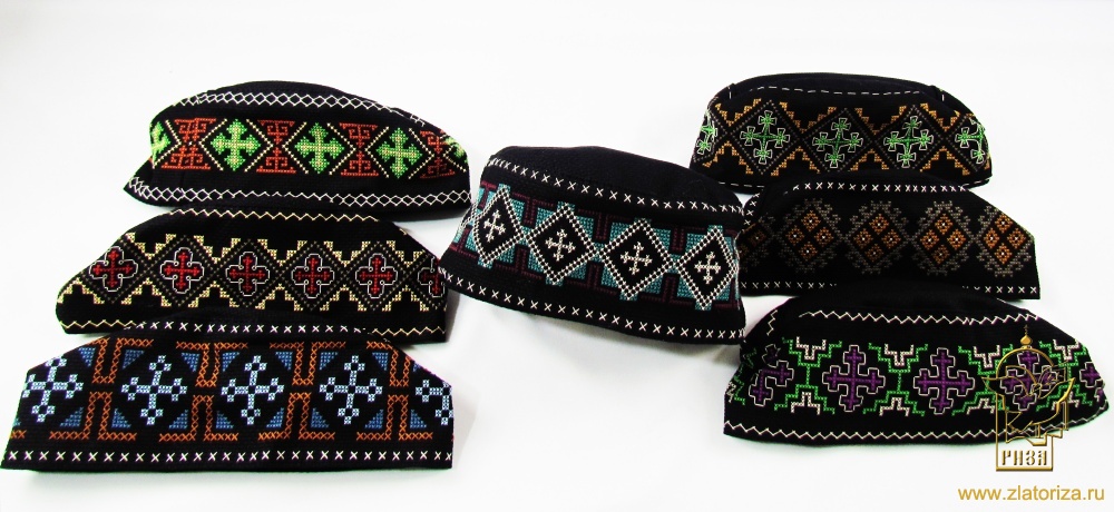 Скуфья греческая с цветной вышивкой КРЕСТ