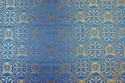 Парча РАСЦВЕТШИЙ КРЕСТ, голубая с золотом, шир. 150